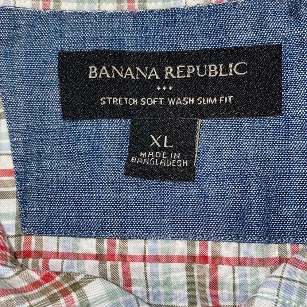 BANANA REPUBLIC button down short sleeve stretch soft wash slim fit NEW size XL - Picture 5 of 11